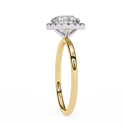 Round Cut Lab Grown Diamond Halo Style Ring in 14K Solid Gold   Vintage Design Perfect Anniversary Gift - HIGHCARAT DIAMONDS