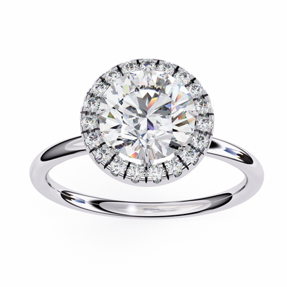 Round Cut Lab Grown Diamond Halo Style Ring in 14K Solid Gold   Vintage Design Perfect Anniversary Gift - HIGHCARAT DIAMONDS
