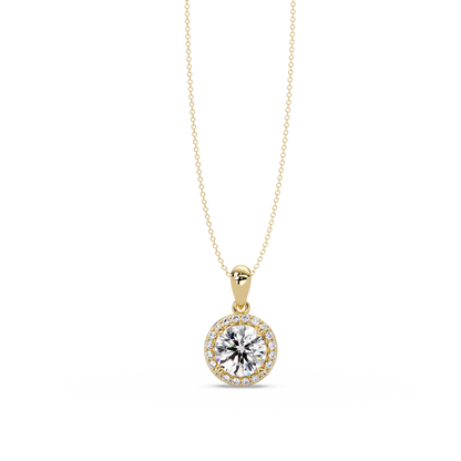 Round Lab Grown Diamond Halo Solitaire Pendant - HIGHCARAT DIAMONDS
