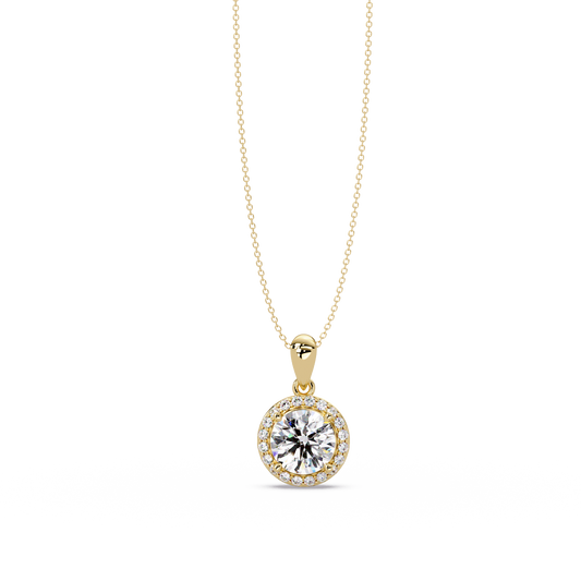Round Lab Grown Diamond Halo Solitaire Pendant - HIGHCARAT DIAMONDS