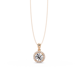 Round Lab Grown Diamond Halo Solitaire Pendant - HIGHCARAT DIAMONDS