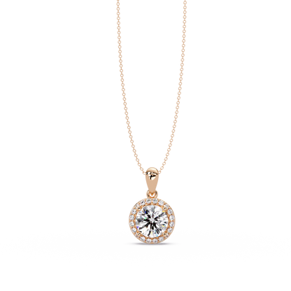 Round Lab Grown Diamond Halo Solitaire Pendant - HIGHCARAT DIAMONDS