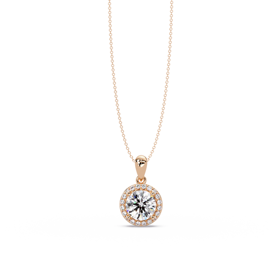 Round Lab Grown Diamond Halo Solitaire Pendant - HIGHCARAT DIAMONDS