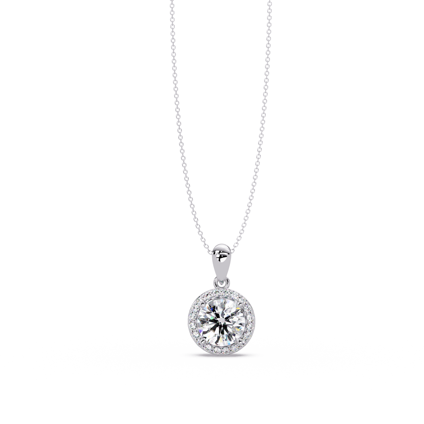 Round Lab Grown Diamond Halo Solitaire Pendant - HIGHCARAT DIAMONDS