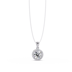 Round Lab Grown Diamond Halo Solitaire Pendant - HIGHCARAT DIAMONDS