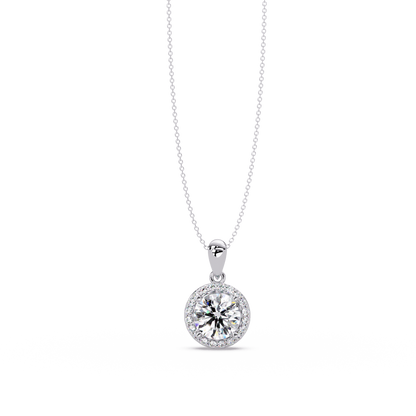 Round Lab Grown Diamond Halo Solitaire Pendant - HIGHCARAT DIAMONDS