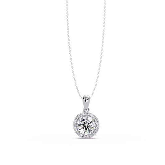 Round Lab Grown Diamond Halo Solitaire Pendant - HIGHCARAT DIAMONDS
