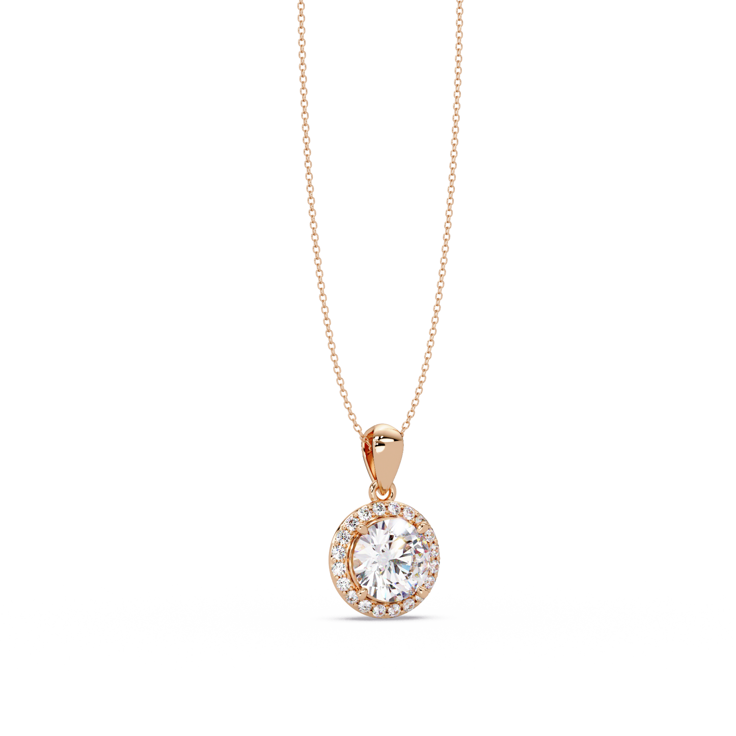 Round Lab Grown Diamond Halo Solitaire Pendant - HIGHCARAT DIAMONDS