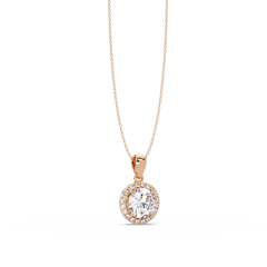 Round Lab Grown Diamond Halo Solitaire Pendant - HIGHCARAT DIAMONDS