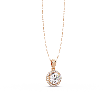 Round Lab Grown Diamond Halo Solitaire Pendant - HIGHCARAT DIAMONDS