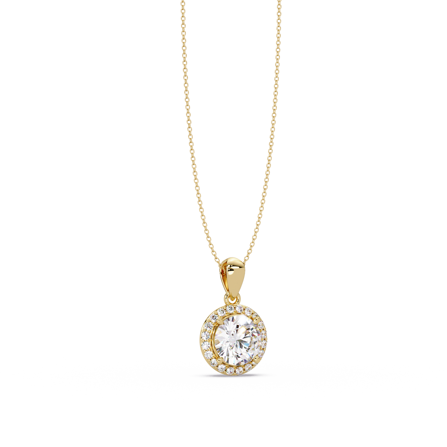 Round Lab Grown Diamond Halo Solitaire Pendant - HIGHCARAT DIAMONDS