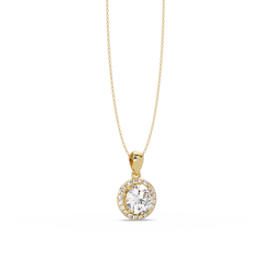 Round Lab Grown Diamond Halo Solitaire Pendant - HIGHCARAT DIAMONDS