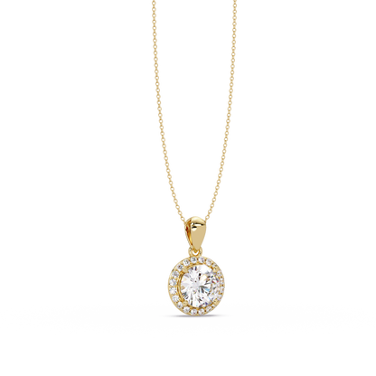 Round Lab Grown Diamond Halo Solitaire Pendant - HIGHCARAT DIAMONDS
