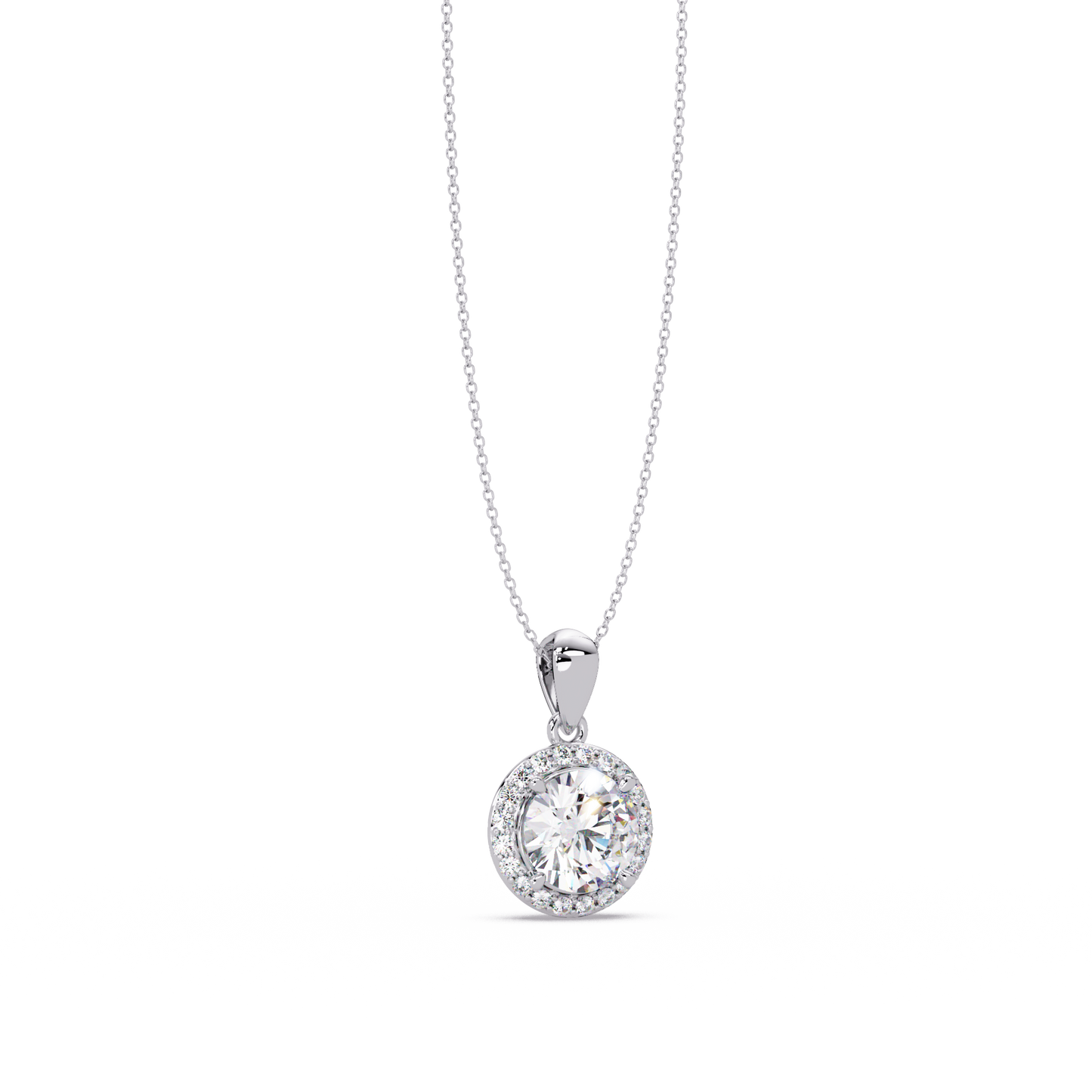 Round Lab Grown Diamond Halo Solitaire Pendant - HIGHCARAT DIAMONDS