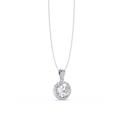 Round Lab Grown Diamond Halo Solitaire Pendant - HIGHCARAT DIAMONDS