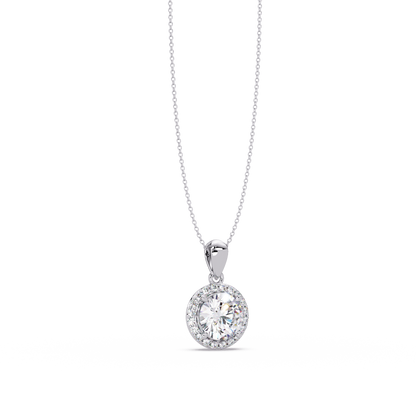 Round Lab Grown Diamond Halo Solitaire Pendant - HIGHCARAT DIAMONDS