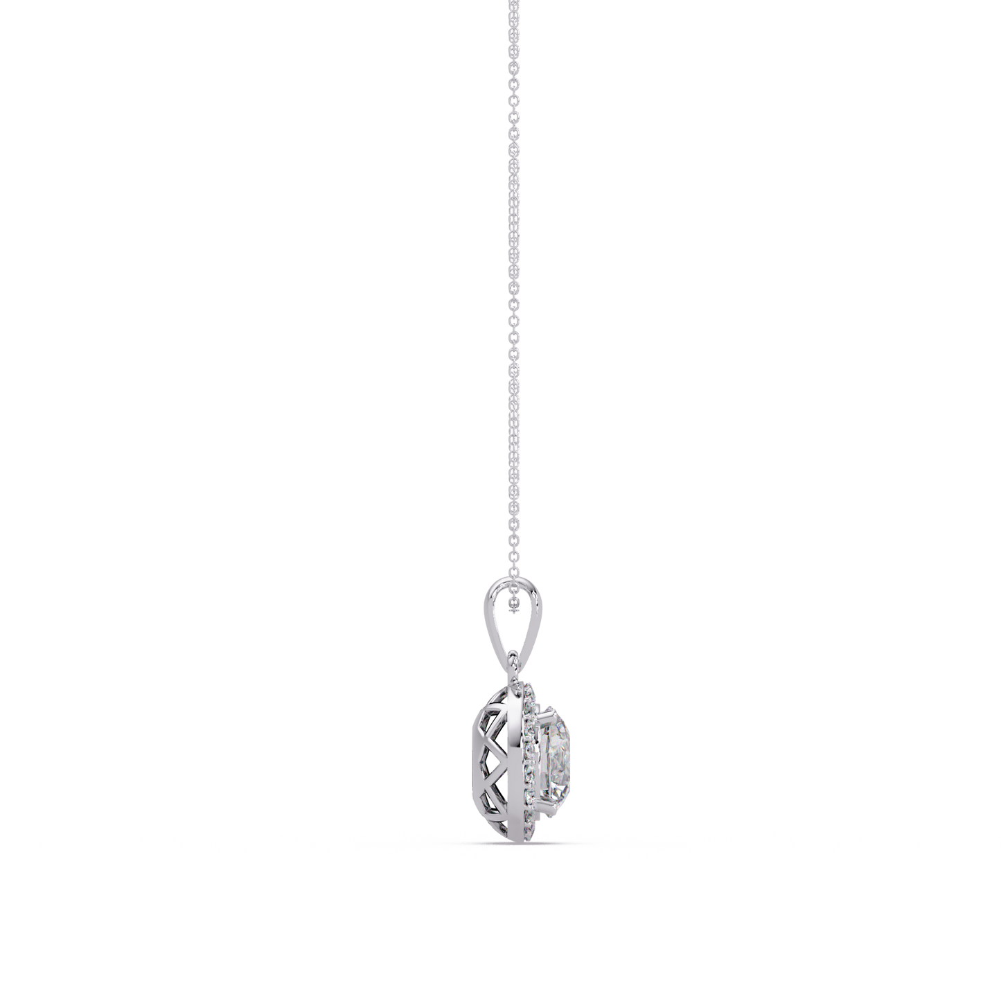 Round Lab Grown Diamond Halo Solitaire Pendant - HIGHCARAT DIAMONDS