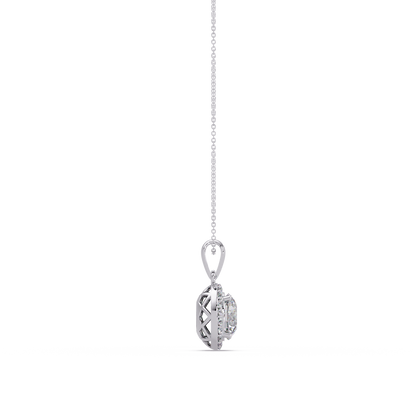 Round Lab Grown Diamond Halo Solitaire Pendant - HIGHCARAT DIAMONDS