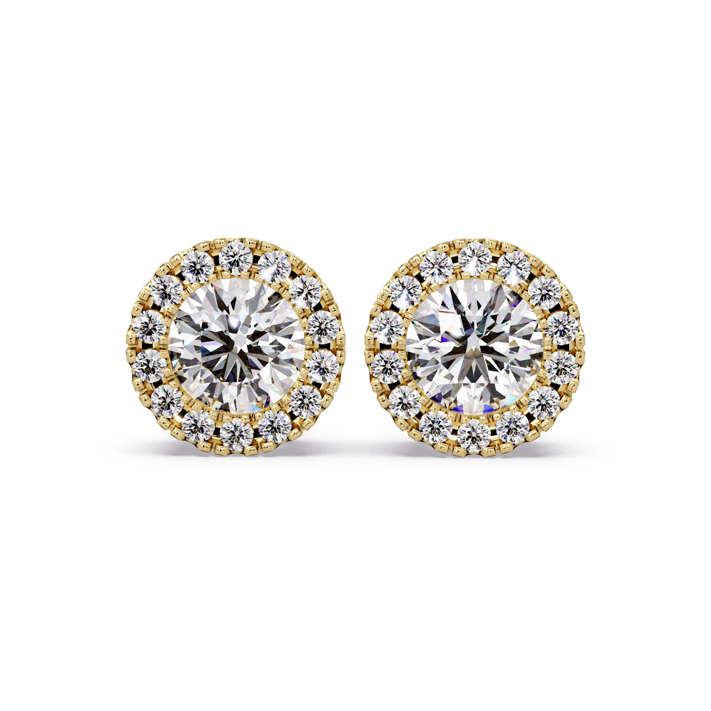Round Lab Grown Diamond Halo Stud Earrings - HIGHCARAT DIAMONDS