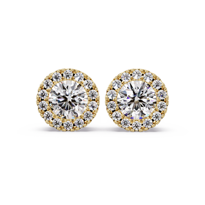 Round Lab Grown Diamond Halo Stud Earrings - HIGHCARAT DIAMONDS