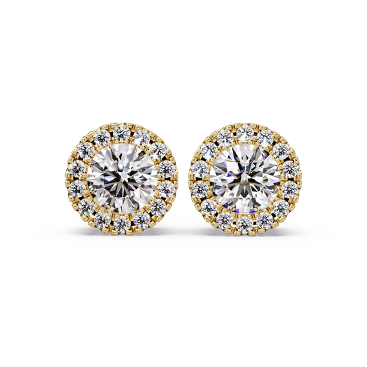 Round Lab Grown Diamond Halo Stud Earrings - HIGHCARAT DIAMONDS