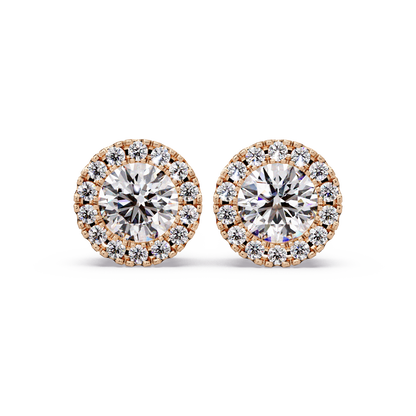 Round Lab Grown Diamond Halo Stud Earrings - HIGHCARAT DIAMONDS