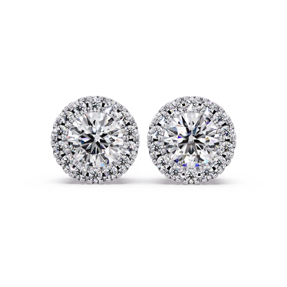 Round Lab Grown Diamond Halo Stud Earrings - HIGHCARAT DIAMONDS