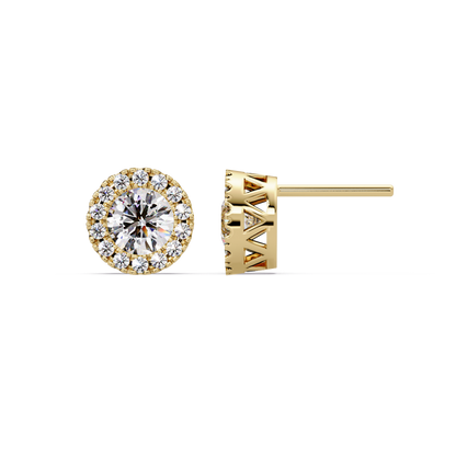 Round Lab Grown Diamond Halo Stud Earrings - HIGHCARAT DIAMONDS