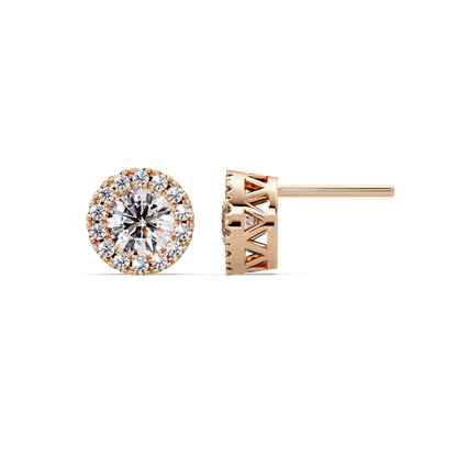 Round Lab Grown Diamond Halo Stud Earrings - HIGHCARAT DIAMONDS