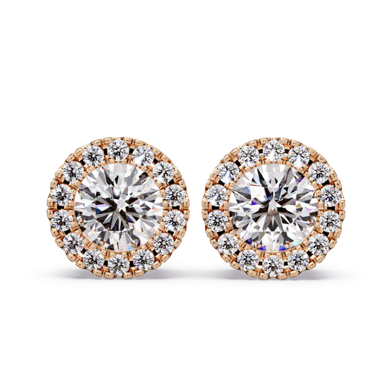 Round Lab Grown Diamond Halo Stud Earrings - HIGHCARAT DIAMONDS