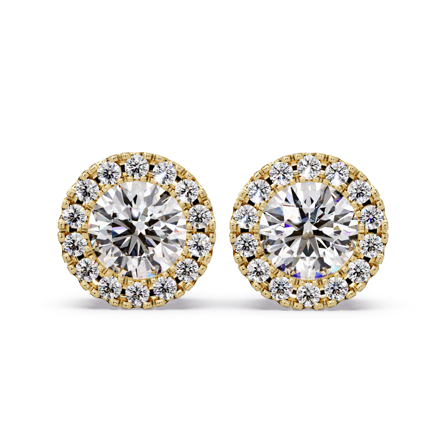 Round Lab Grown Diamond Halo Stud Earrings - HIGHCARAT DIAMONDS