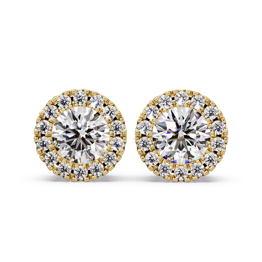 Round Lab Grown Diamond Halo Stud Earrings - HIGHCARAT DIAMONDS