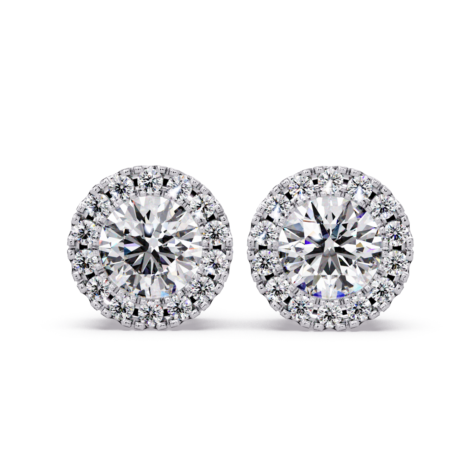 Round Lab Grown Diamond Halo Stud Earrings - HIGHCARAT DIAMONDS