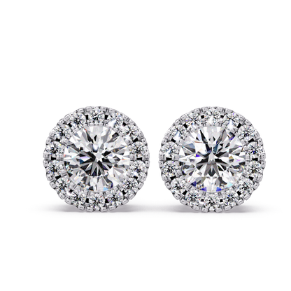 Round Lab Grown Diamond Halo Stud Earrings - HIGHCARAT DIAMONDS