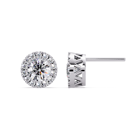 Round Lab Grown Diamond Halo Stud Earrings - HIGHCARAT DIAMONDS