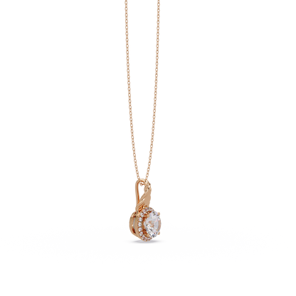 Round Lab Grown Diamond Halo Twist Solitaire Pendant - HIGHCARAT DIAMONDS