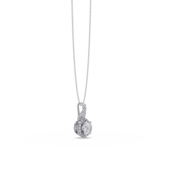 Round Lab Grown Diamond Halo Twist Solitaire Pendant - HIGHCARAT DIAMONDS