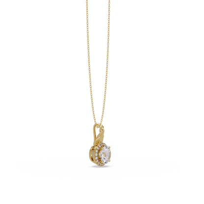 Round Lab Grown Diamond Halo Twist Solitaire Pendant - HIGHCARAT DIAMONDS