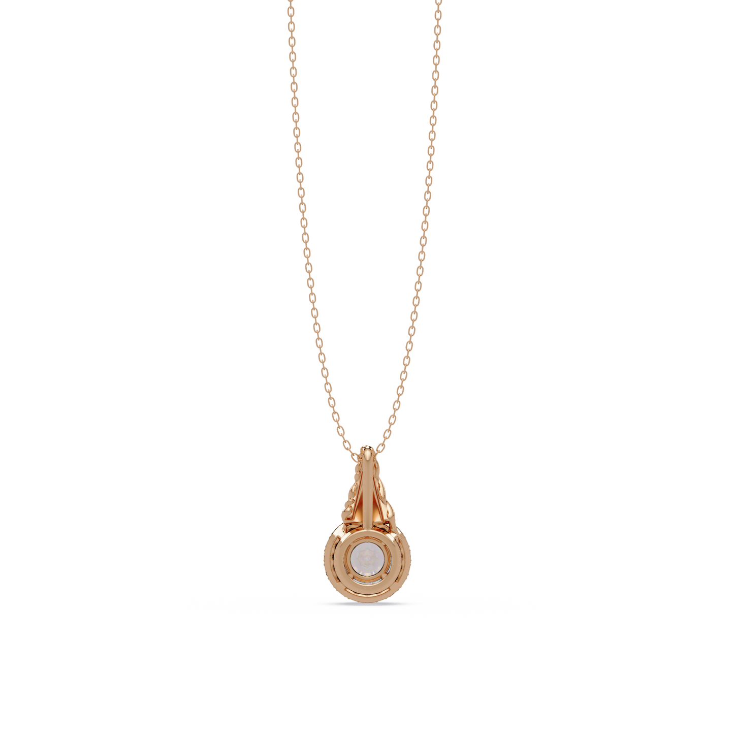 Round Lab Grown Diamond Halo Twist Solitaire Pendant - HIGHCARAT DIAMONDS