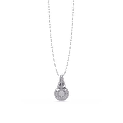 Round Lab Grown Diamond Halo Twist Solitaire Pendant - HIGHCARAT DIAMONDS