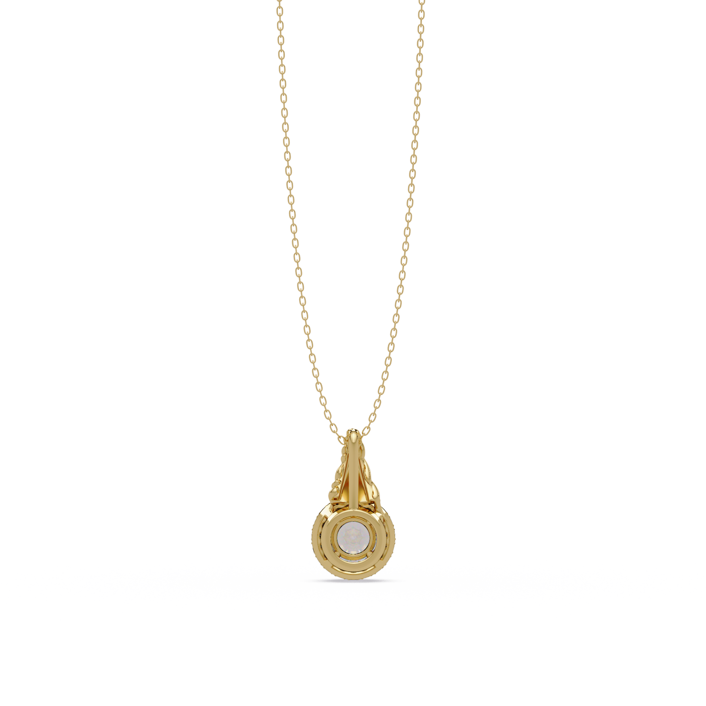 Round Lab Grown Diamond Halo Twist Solitaire Pendant - HIGHCARAT DIAMONDS
