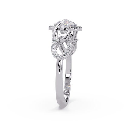 Round Lab Grown Diamond Halo Twisted Link Band Ring - HIGHCARAT DIAMONDS