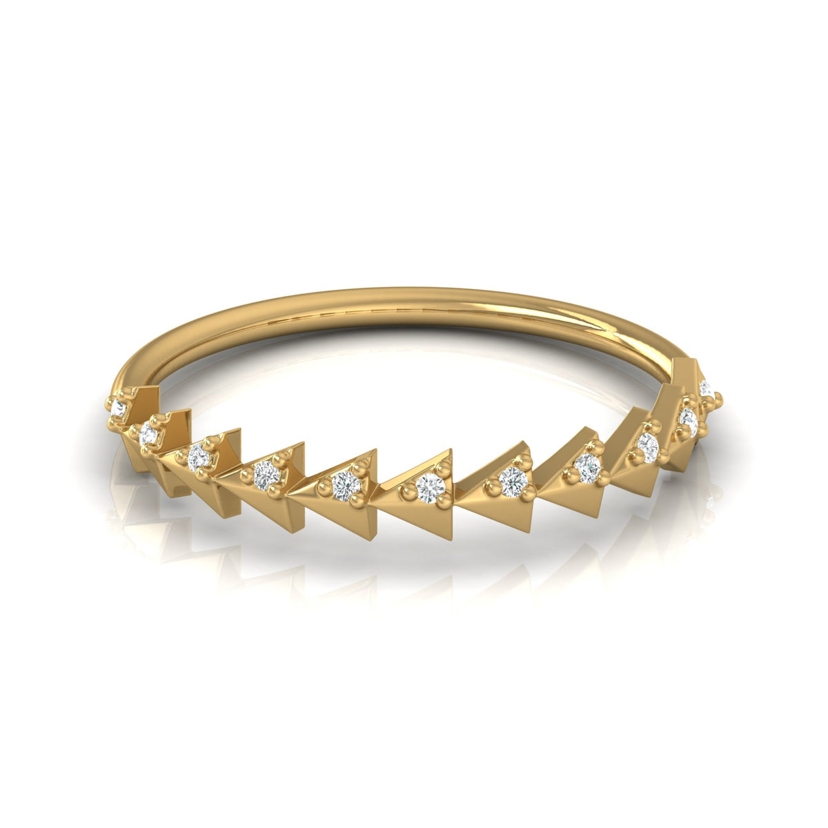 Minimalist Round Cut  Handmade Half Eternity Band Ring Gold labgrown diamond Ecofriendly Band Ring - HIGHCARAT DIAMONDS