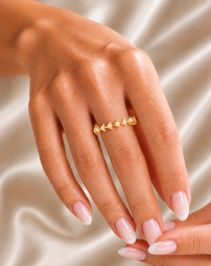 Minimalist Round Cut  Handmade Half Eternity Band Ring Gold labgrown diamond Ecofriendly Band Ring - HIGHCARAT DIAMONDS
