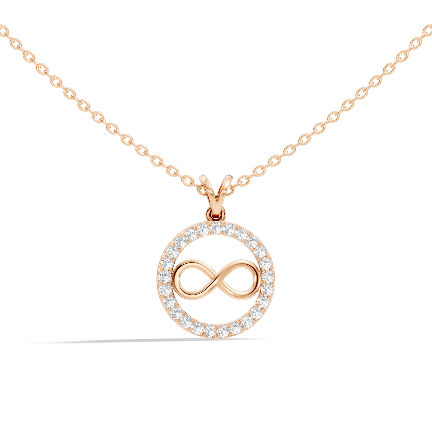 Minimal infinity circle pendant in yellow gold