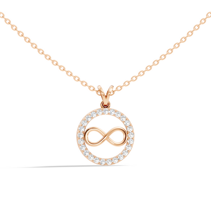 Minimal infinity circle pendant in yellow gold