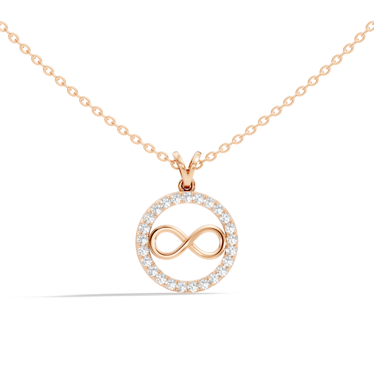 Minimal infinity circle pendant in yellow gold