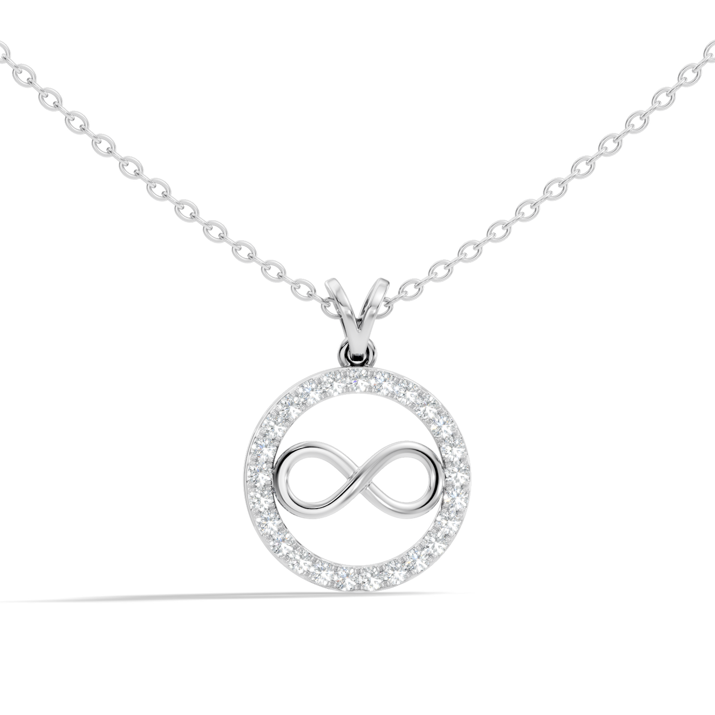 Circular infinity pendant with sparkling round diamonds