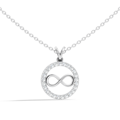Circular infinity pendant with sparkling round diamonds