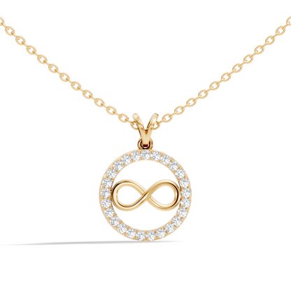 Round lab grown diamond infinity circle necklace for daily wear